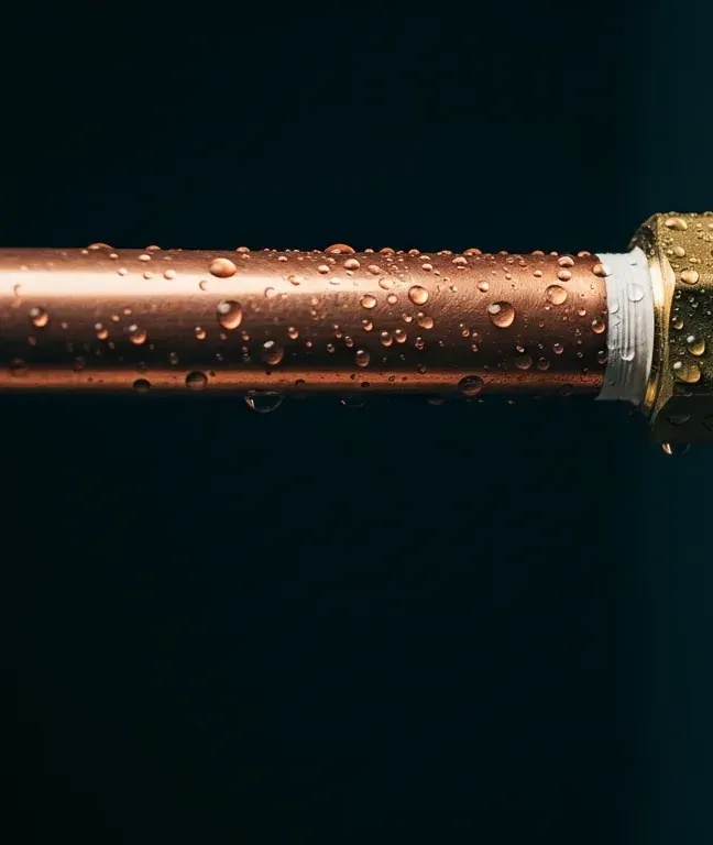 Close view of copper pipework used on maintenance and emergency call-outs